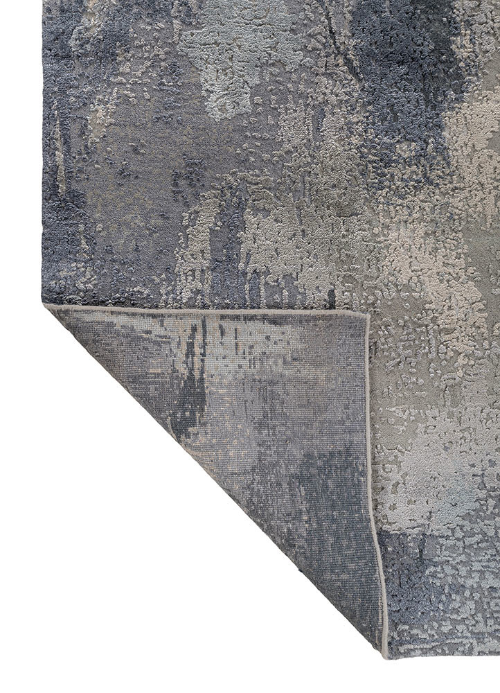aprezo blue wool and silk hand knotted Rug - Backing Shot aprezo blue wool and silk hand knotted Rug - Backing Shot