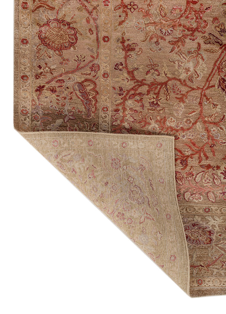 aprezo gold wool and silk hand knotted Rug - Backing Shot