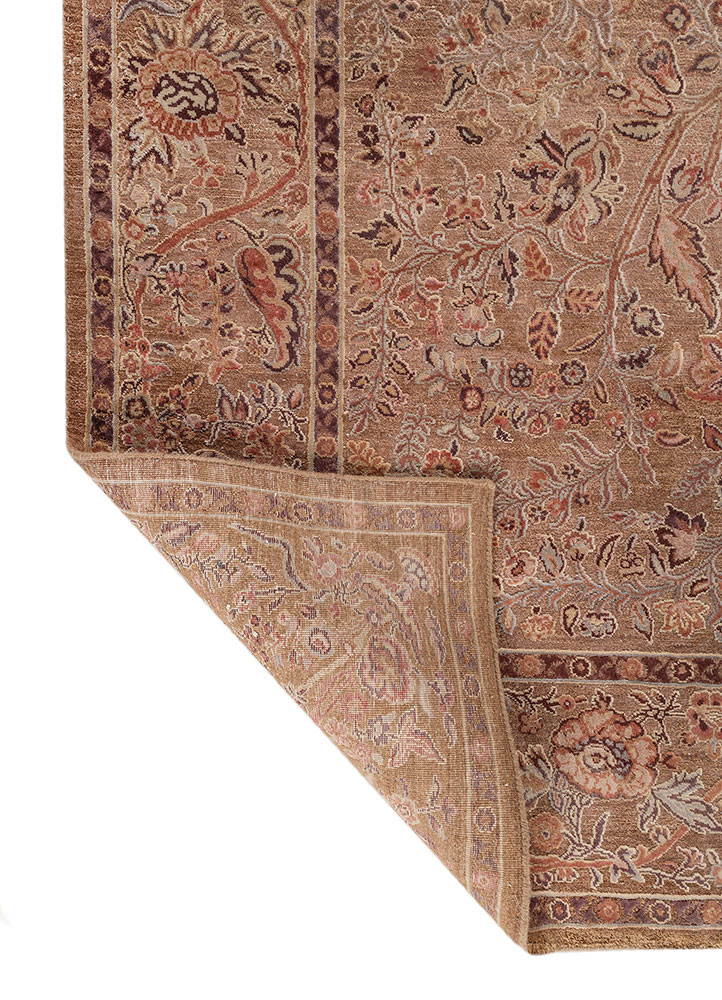gulmarg red and orange wool and silk hand knotted Rug - Backing Shot gulmarg red and orange wool and silk hand knotted Rug - Backing Shot