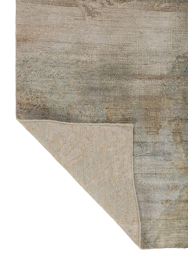aprezo green wool and silk hand knotted Rug - Backing Shot aprezo green wool and silk hand knotted Rug - Backing Shot