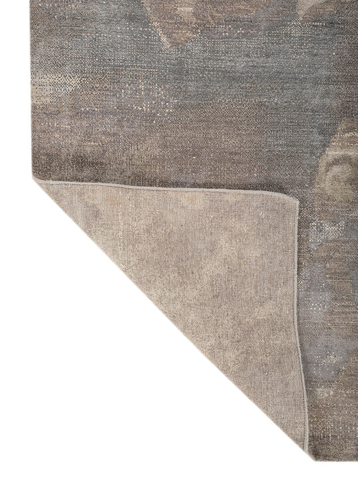 entropy grey and black wool and silk hand knotted Rug - Backing Shot entropy grey and black wool and silk hand knotted Rug - Backing Shot