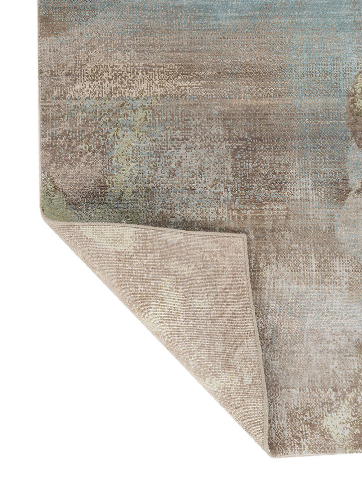 aprezo green wool and silk hand knotted Rug - Backing Shot aprezo green wool and silk hand knotted Rug - Backing Shot