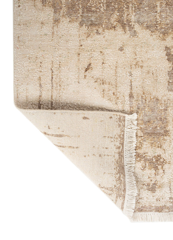 entropy ivory wool and silk hand knotted Rug - Backing Shot entropy ivory wool and silk hand knotted Rug - Backing Shot