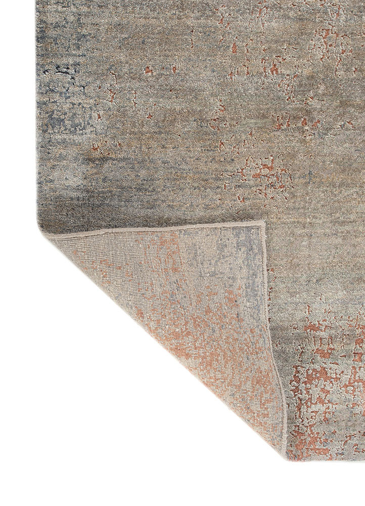 uvenuti grey and black wool and silk hand knotted Rug - Backing Shot