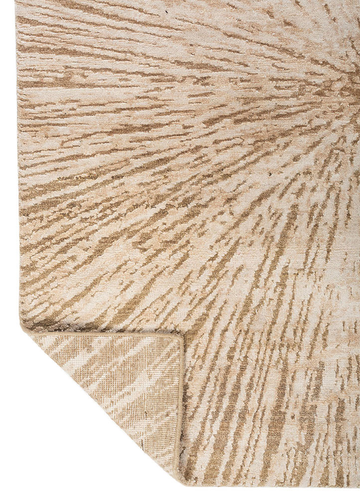 entropy beige and brown afghan wool and silk hand knotted Rug - Backing Shot