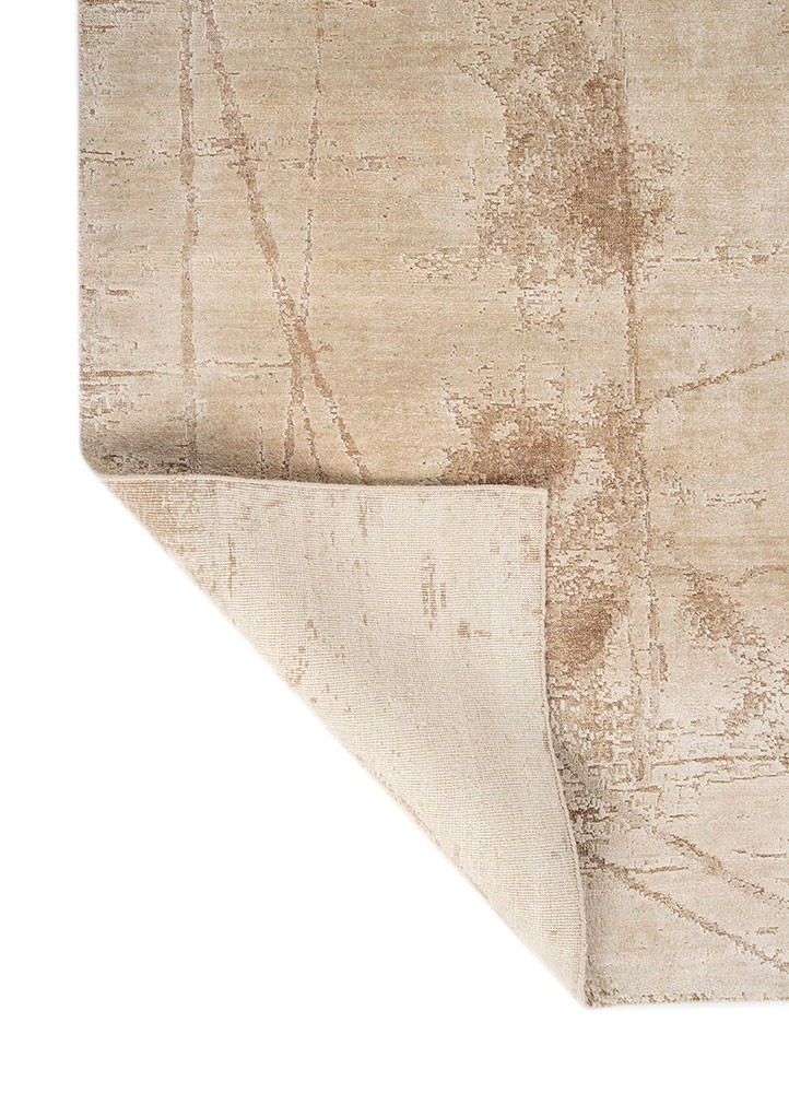 entropy beige and brown wool and silk hand knotted Rug - Backing Shot entropy beige and brown wool and silk hand knotted Rug - Backing Shot