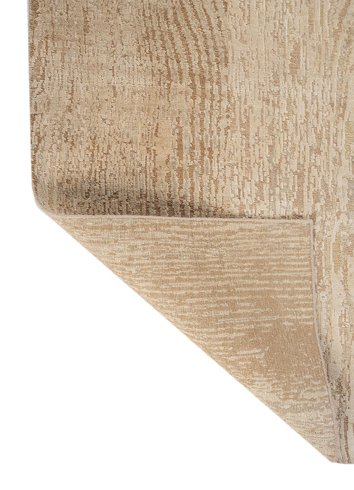 entropy beige and brown wool and silk hand knotted Rug - Backing Shot