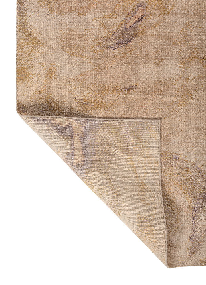 aprezo beige and brown wool and silk hand knotted Rug - Backing Shot aprezo beige and brown wool and silk hand knotted Rug - Backing Shot