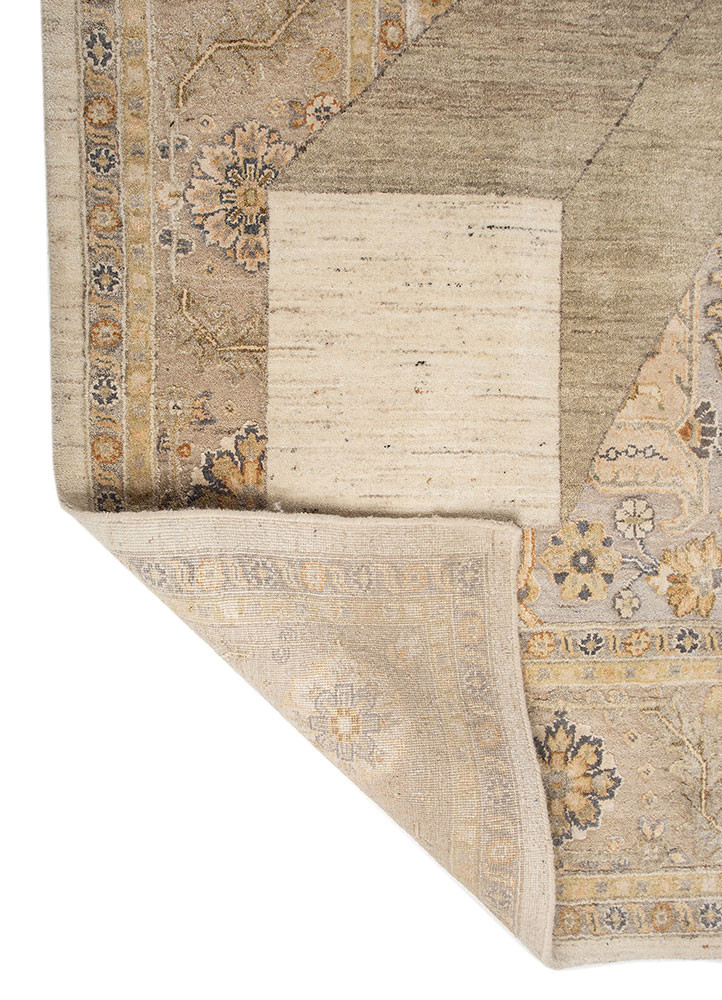 playing with tradition ivory wool and silk hand knotted Rug - Backing Shot playing with tradition ivory wool and silk hand knotted Rug - Backing Shot