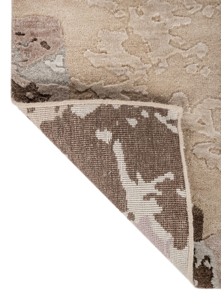 aprezo beige and brown wool hand knotted Rug - Backing Shot