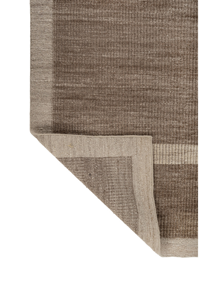 aprezo beige and brown wool hand knotted Rug - Backing Shot