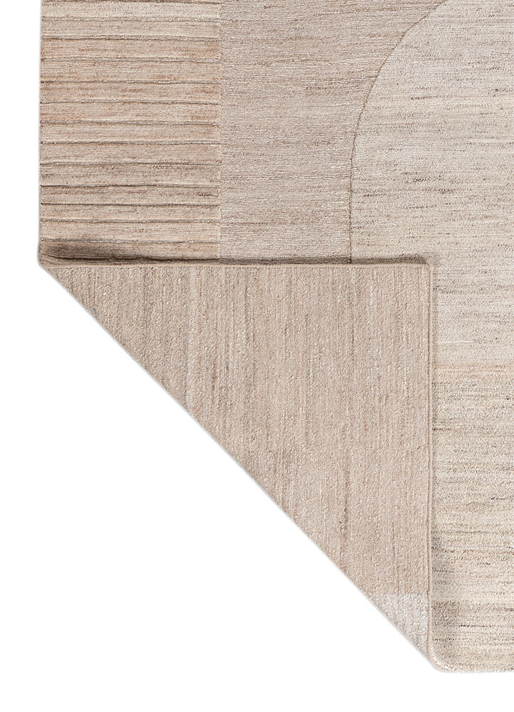 sthir beige and brown wool hand knotted Rug - Backing Shot