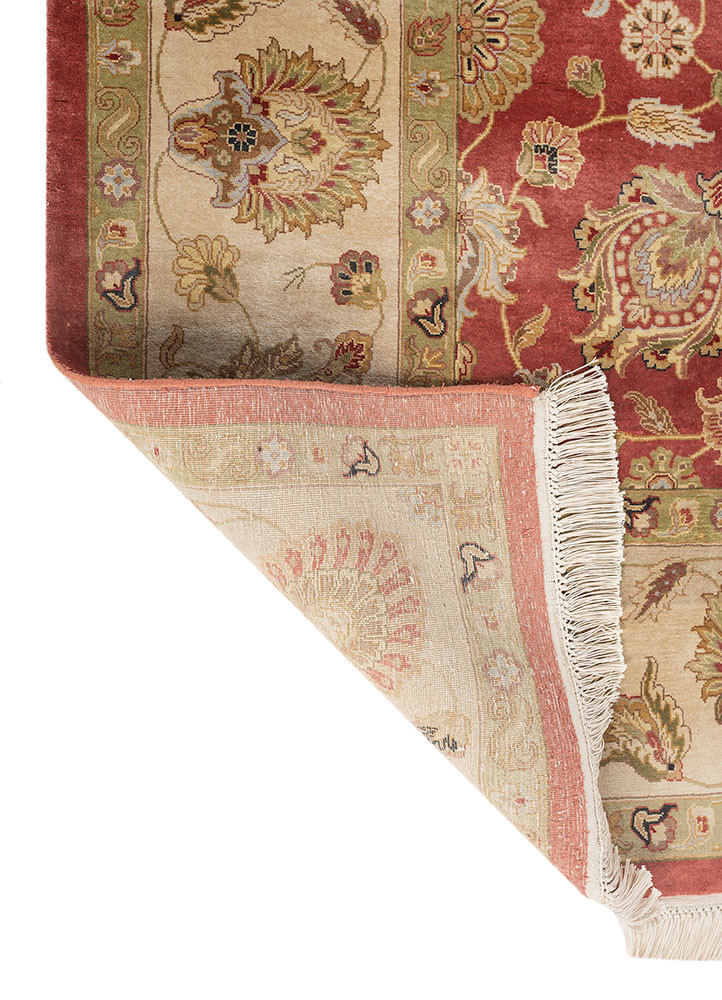 gulmarg red and orange silk hand knotted Rug - Backing Shot gulmarg red and orange silk hand knotted Rug - Backing Shot
