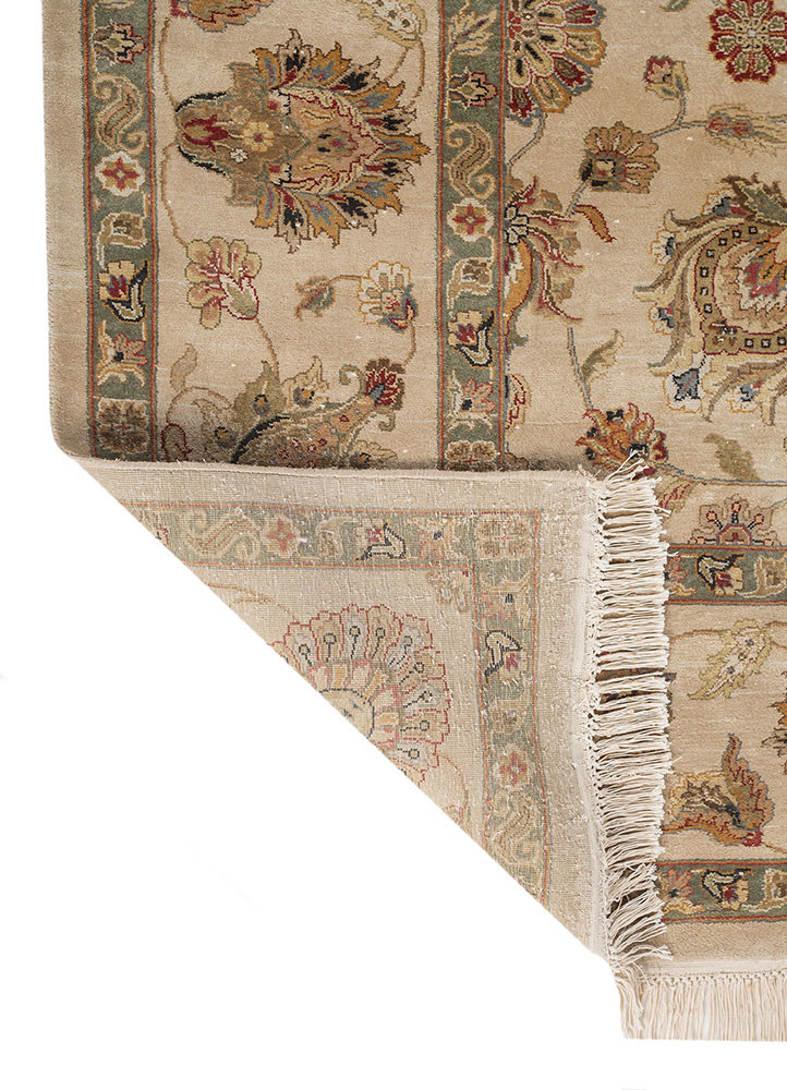 gulmarg ivory silk hand knotted Rug - Backing Shot