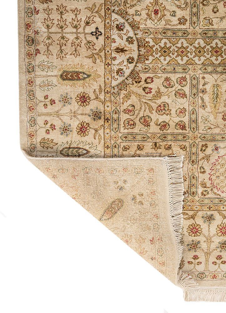gulmarg ivory silk hand knotted Rug - Backing Shot gulmarg ivory silk hand knotted Rug - Backing Shot