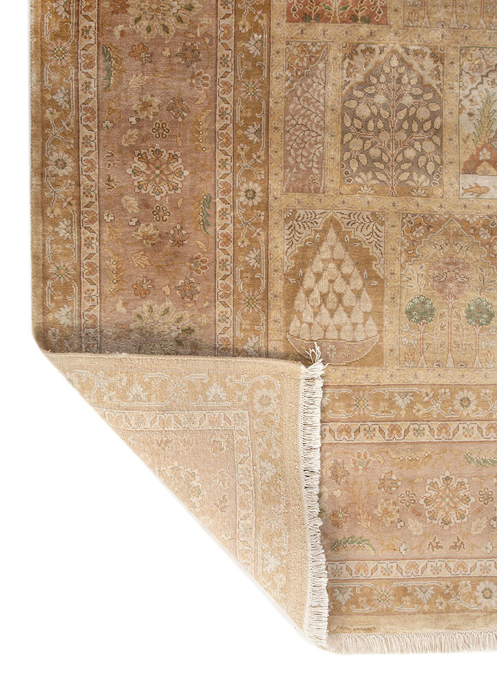 gulmarg beige and brown silk hand knotted Rug - Backing Shot gulmarg beige and brown silk hand knotted Rug - Backing Shot