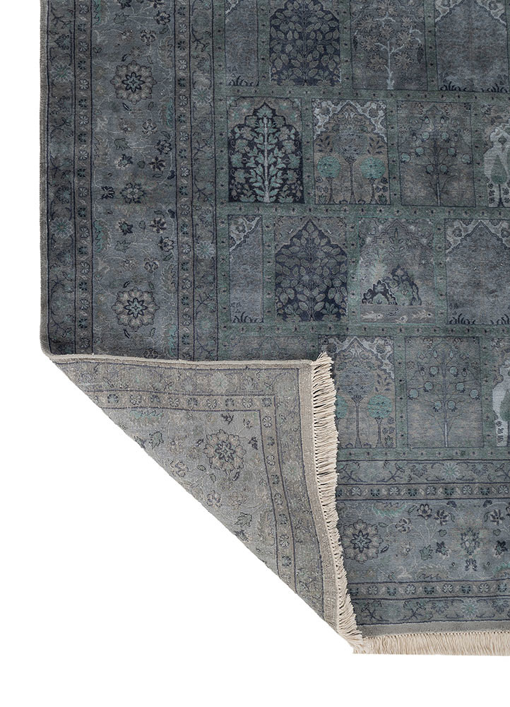 gulmarg blue silk hand knotted Rug - Backing Shot gulmarg blue silk hand knotted Rug - Backing Shot