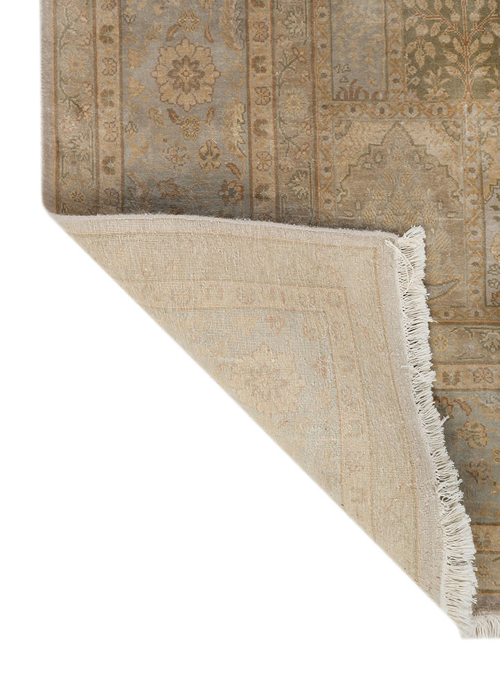 gulmarg blue silk hand knotted Rug - Backing Shot