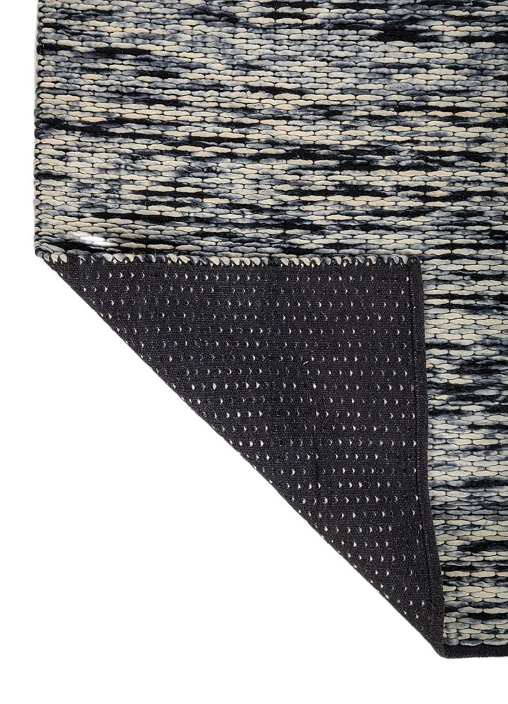 abrash grey and black wool flat weaves Rug - Backing Shot