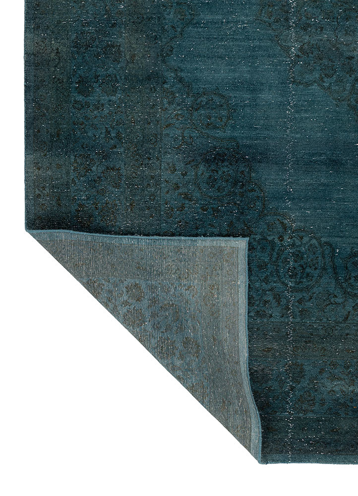 lacuna blue wool hand knotted Rug - Backing Shot lacuna blue wool hand knotted Rug - Backing Shot