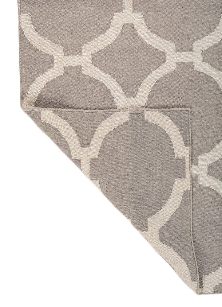 indusbar grey and black wool flat weaves Rug - Backing Shot