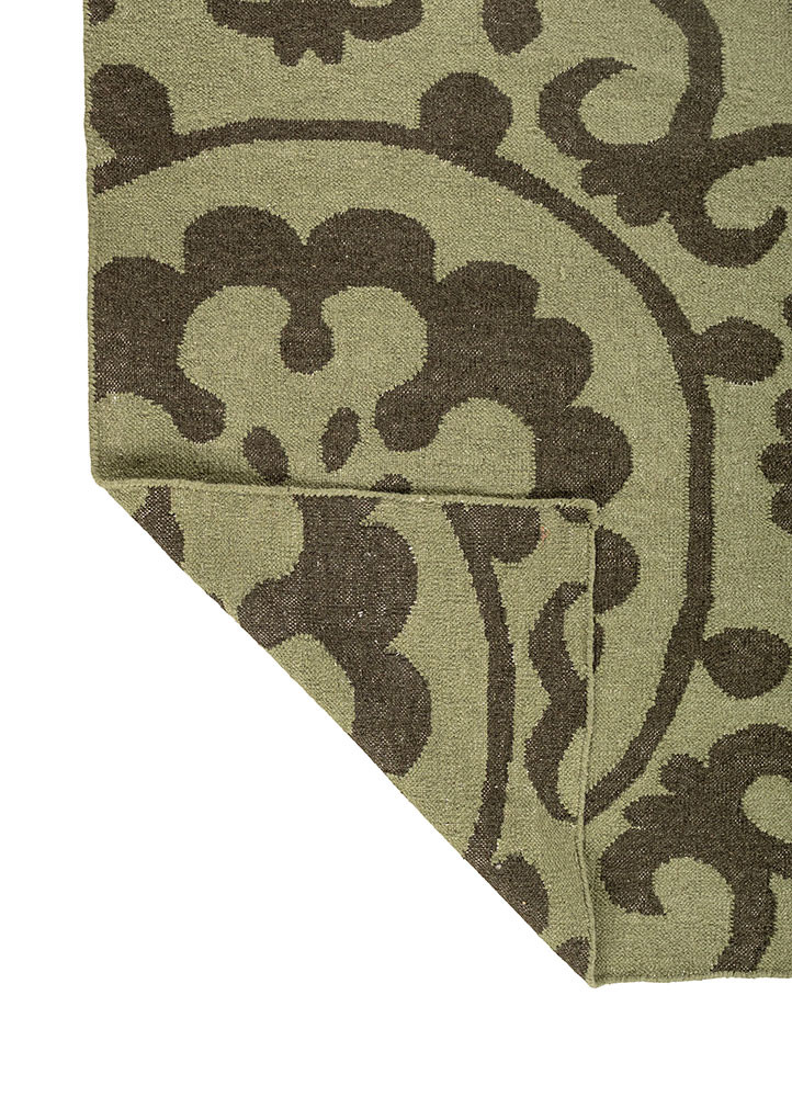 indusbar green wool flat weaves Rug - Backing Shot indusbar green wool flat weaves Rug - Backing Shot