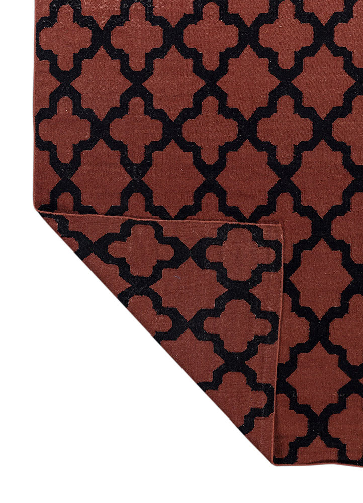 indusbar red and orange wool flat weaves Rug - Backing Shot indusbar red and orange wool flat weaves Rug - Backing Shot