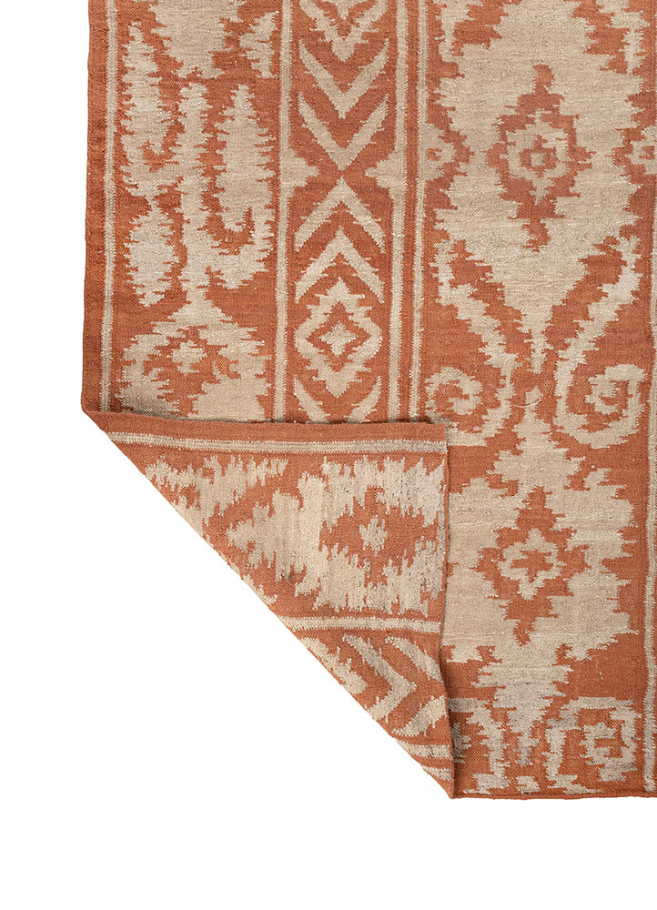 indusbar red and orange wool flat weaves Rug - Backing Shot