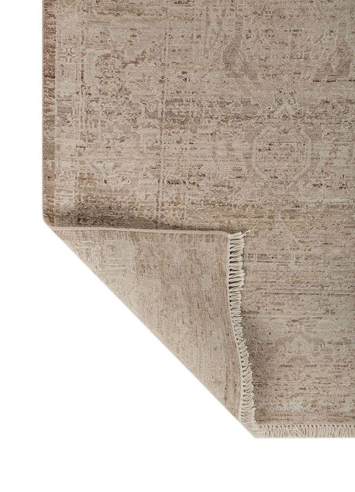 someplace in time ivory wool hand knotted Rug - Backing Shot