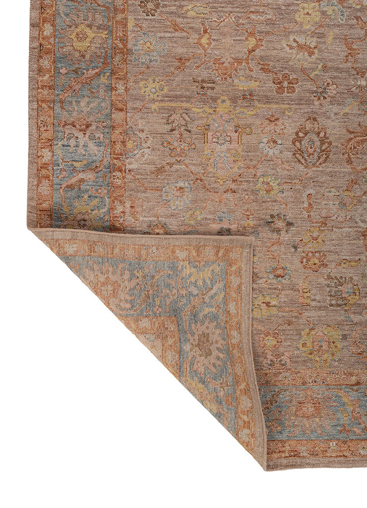 erbe pink and purple wool hand knotted Rug - Backing Shot