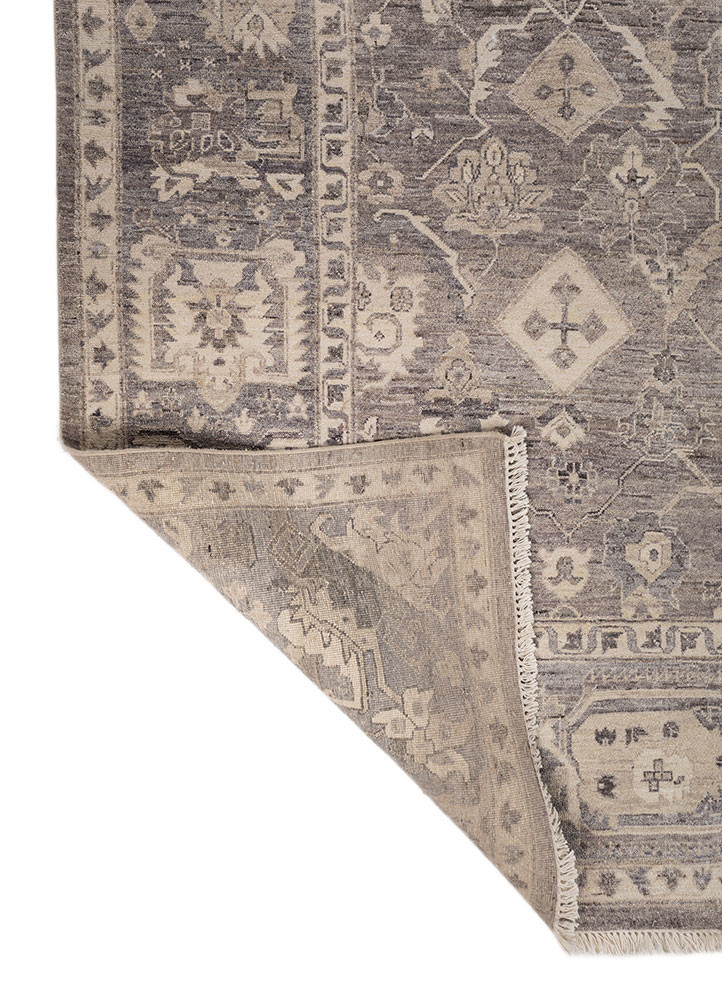 someplace in time blue afghan wool hand knotted Rug - Backing Shot