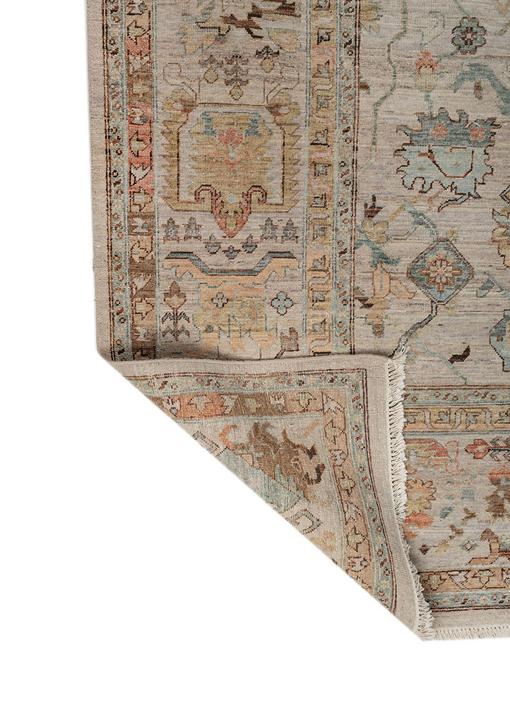 someplace in time ivory afghan wool hand knotted Rug - Backing Shot