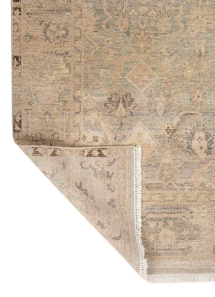 someplace in time blue wool hand knotted Rug - Backing Shot someplace in time blue wool hand knotted Rug - Backing Shot