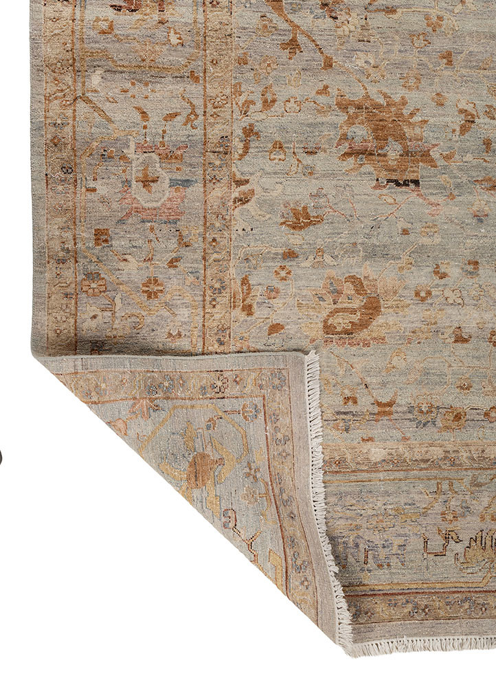 someplace in time blue wool hand knotted Rug - Backing Shot someplace in time blue wool hand knotted Rug - Backing Shot