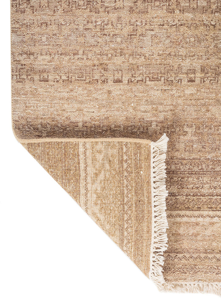 erbe beige and brown afghan wool hand knotted Rug - Backing Shot