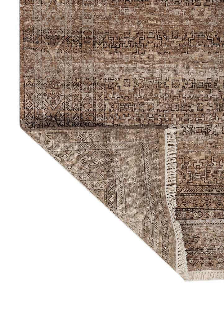 erbe beige and brown wool hand knotted Rug - Backing Shot erbe beige and brown wool hand knotted Rug - Backing Shot
