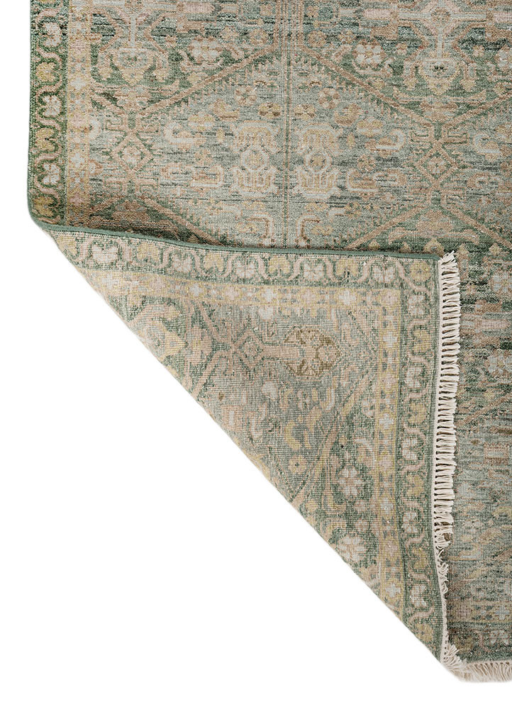 someplace in time green afghan wool hand knotted Rug - Backing Shot someplace in time green afghan wool hand knotted Rug - Backing Shot