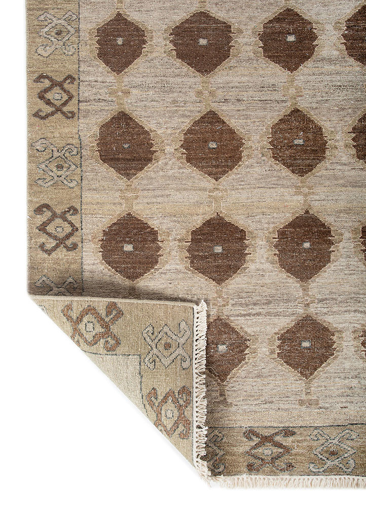 erbe green wool hand knotted Rug - Backing Shot