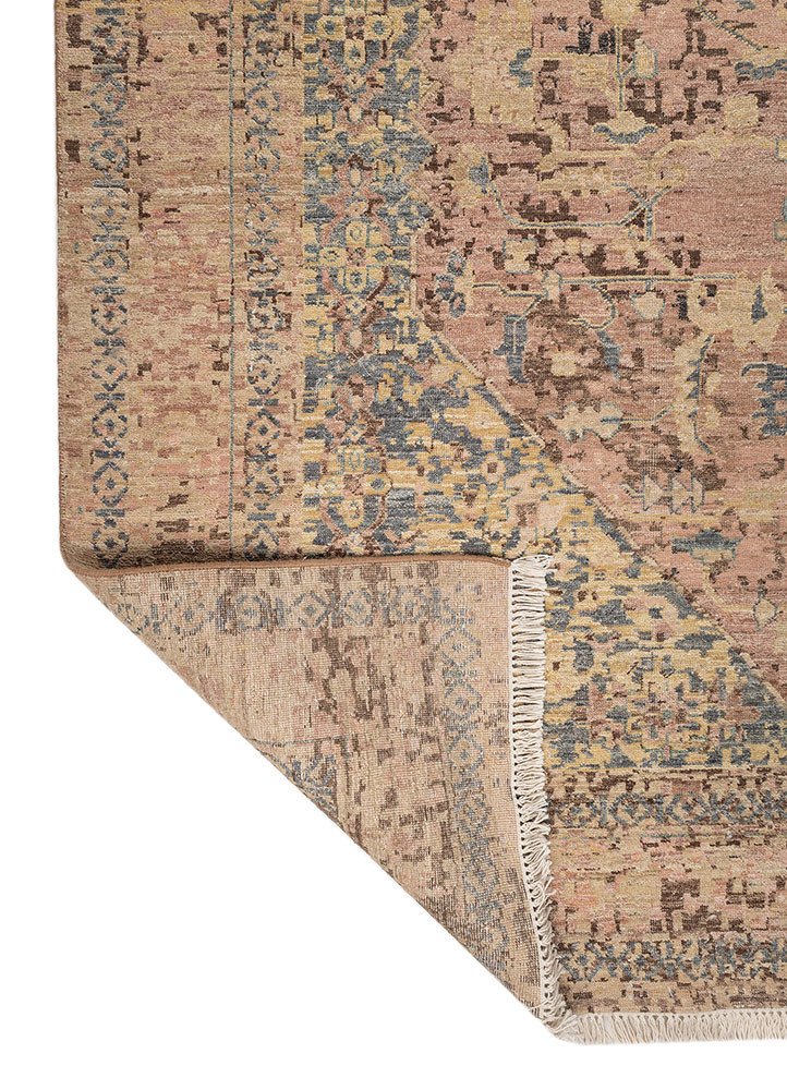someplace in time red and orange wool hand knotted Rug - Backing Shot someplace in time red and orange wool hand knotted Rug - Backing Shot