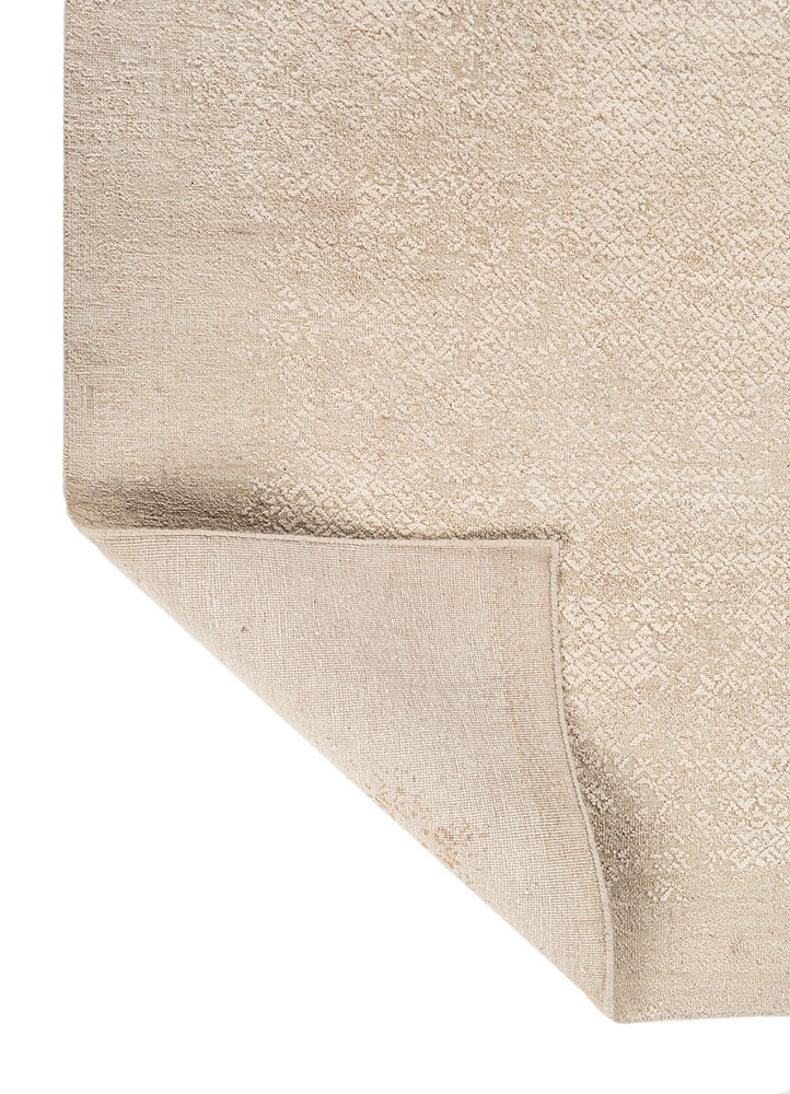 manifest ivory wool and silk hand knotted Rug - Backing Shot