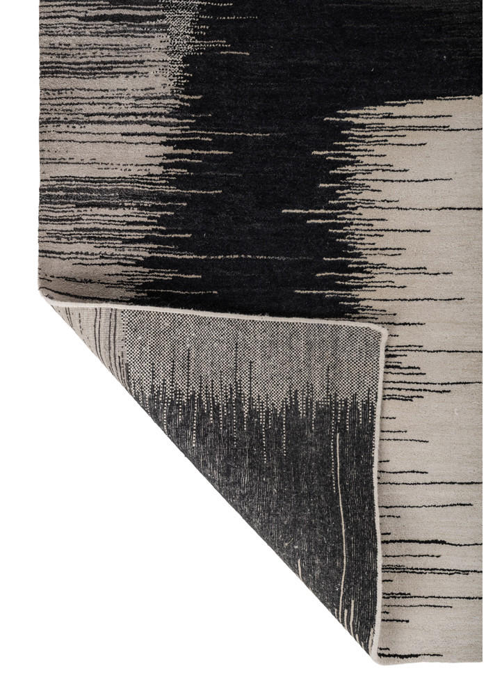 afterglow by kavi ivory wool and silk hand knotted Rug - Backing Shot