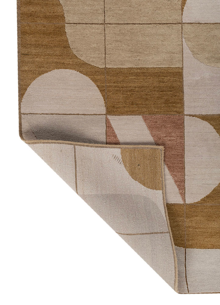 aakar by kavi gold wool and silk hand knotted Rug - Backing Shot