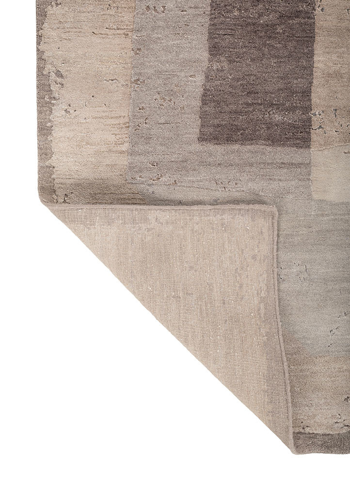 unfold by kavi beige and brown wool and silk hand knotted Rug - Backing Shot unfold by kavi beige and brown wool and silk hand knotted Rug - Backing Shot