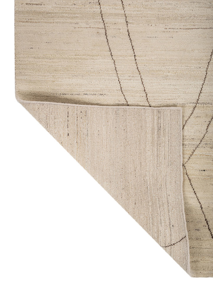 zuri ivory wool hand knotted Rug - Backing Shot