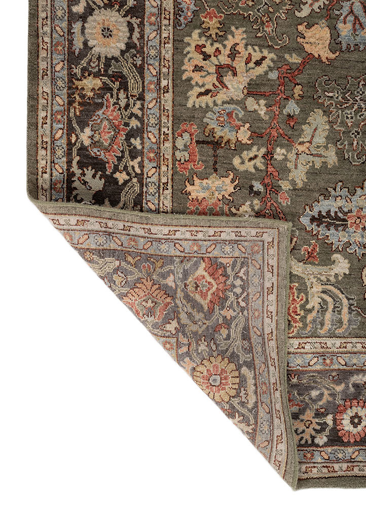someplace in time green afghan wool hand knotted Rug - Backing Shot someplace in time green afghan wool hand knotted Rug - Backing Shot