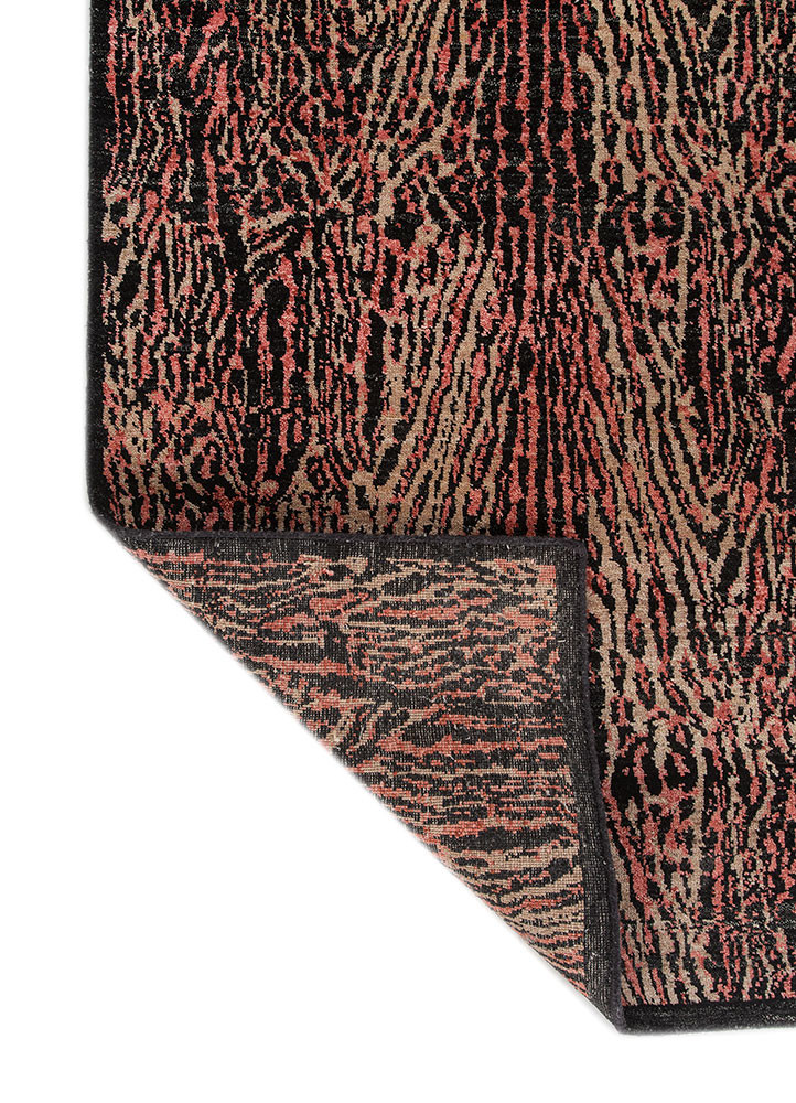 gilded age grey and black wool hand knotted Rug - Backing Shot