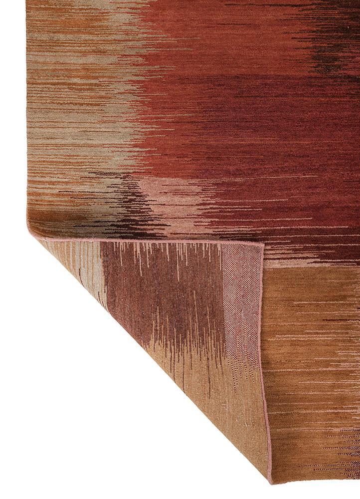 afterglow by kavi red and orange wool hand knotted Rug - Backing Shot afterglow by kavi red and orange wool hand knotted Rug - Backing Shot