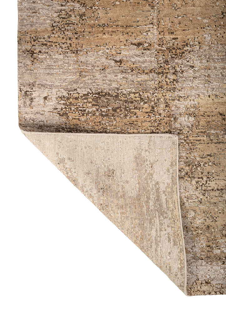 entropy ivory wool and silk hand knotted Rug - Backing Shot entropy ivory wool and silk hand knotted Rug - Backing Shot