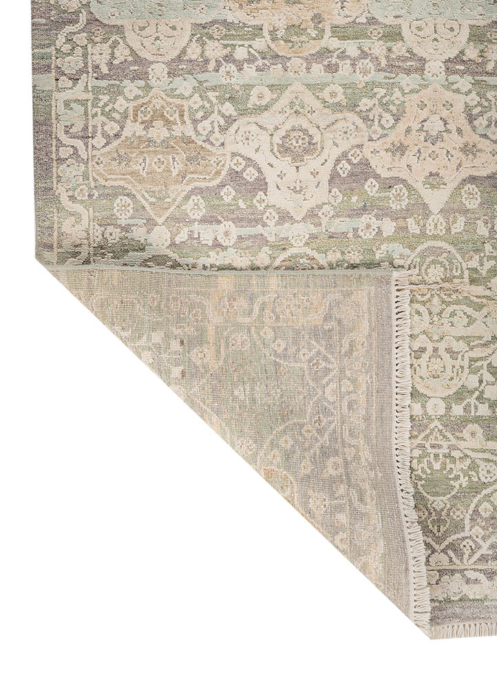 viscaya blue afghan wool and silk hand knotted Rug - Backing Shot viscaya blue afghan wool and silk hand knotted Rug - Backing Shot