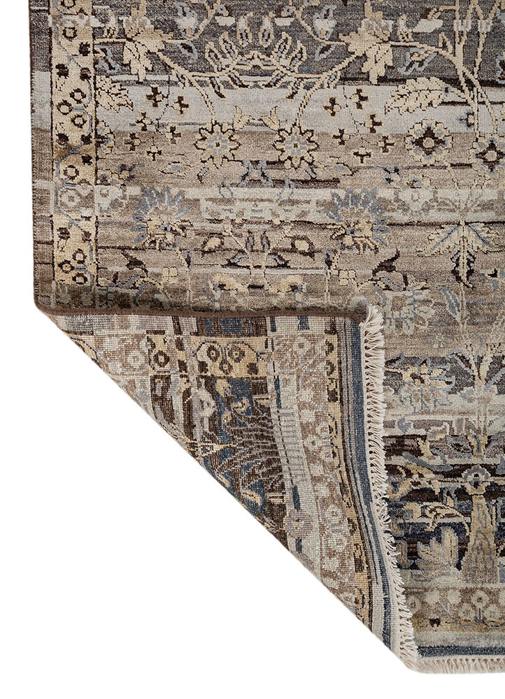 viscaya grey and black afghan wool and silk hand knotted Rug - Backing Shot viscaya grey and black afghan wool and silk hand knotted Rug - Backing Shot